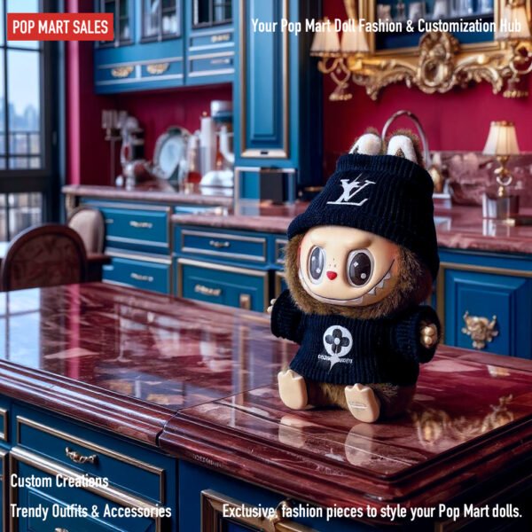 Labubu Royal LV Outfit - Pop Mart Designer Toy Luxury Fashion - Gold LV Pattern Gen 1-3 Compatible